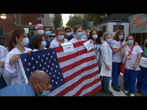 Staff at NYC hospital stage ‘clap out’ for heroes of September 11th